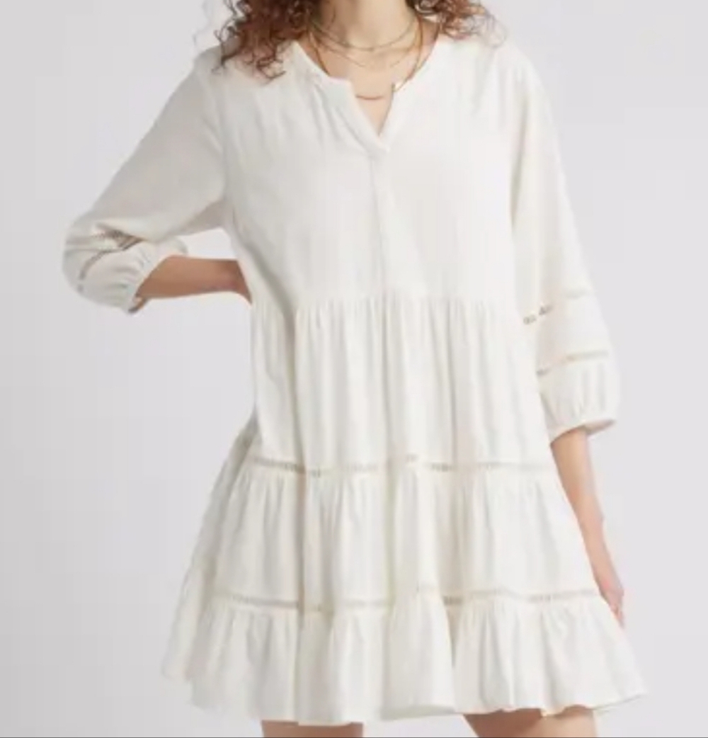 NWT Treasure & Bond Cream Tiered Mini Dress   Size M